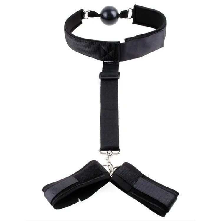 VaHppy Sex Toy Set Anal Hooks Mouth Gag Handcuffs PU SM BDSM Bondage Anal plugs Neck Restraint Backhanded