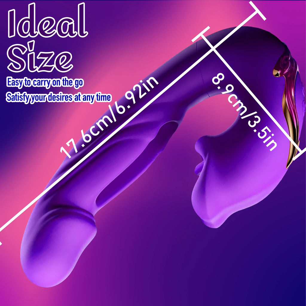 Adult Toy 4-in-1 Vibrating Massager Multiple Frequencies Stimulates G-Spot Sucks Clitoris Suitable for Couples' Oral Sex