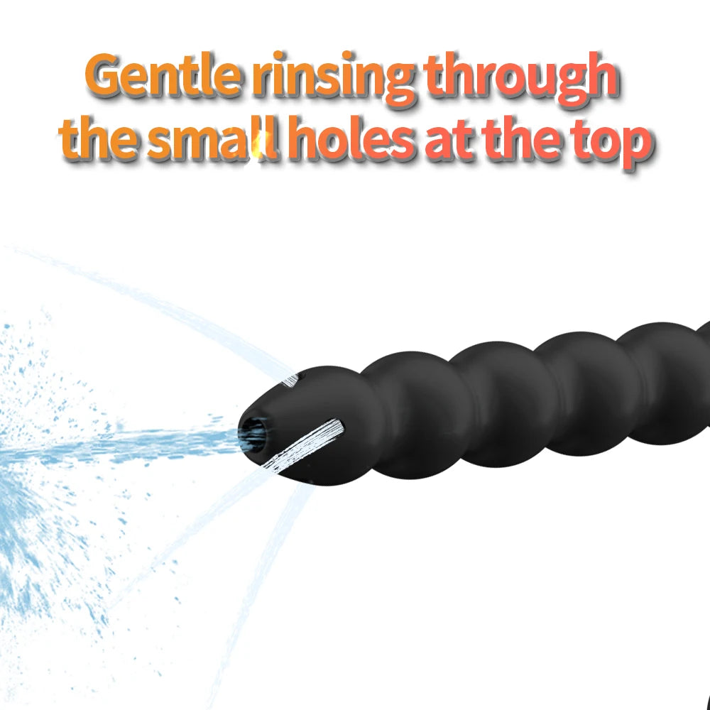 Silicone Long Anal Beads Plug Dilator Douche Enema Vagina Cleaning Kit Buttplug Syringe Shower Head Gay Sex Toy For Couples