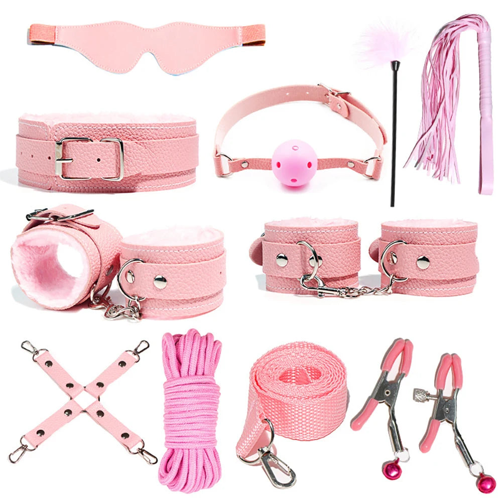 Sex Toys For Women BDSM Sets Nylon Adult Sex Toys Handcuff  Strapon Exotic Accessories Sex Games Whip Nipple Clamp Vibrator