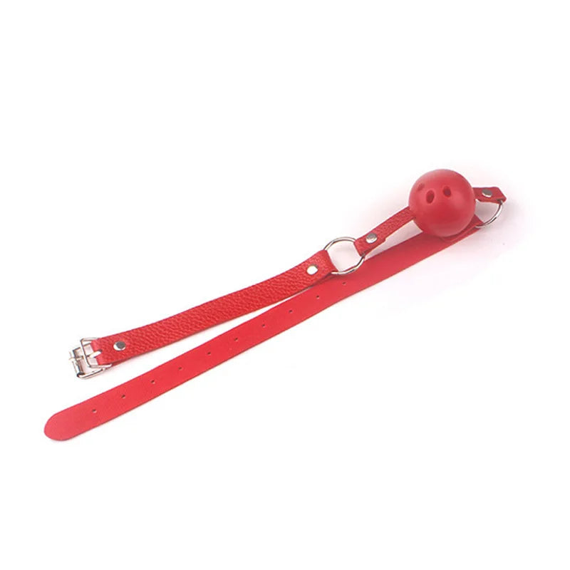 BDSM Leather Ball Gag – Adjustable Mouth Restraint with Buckle Strap, Fetish Bondage Toy for Couples, Erotic Adult SM Games