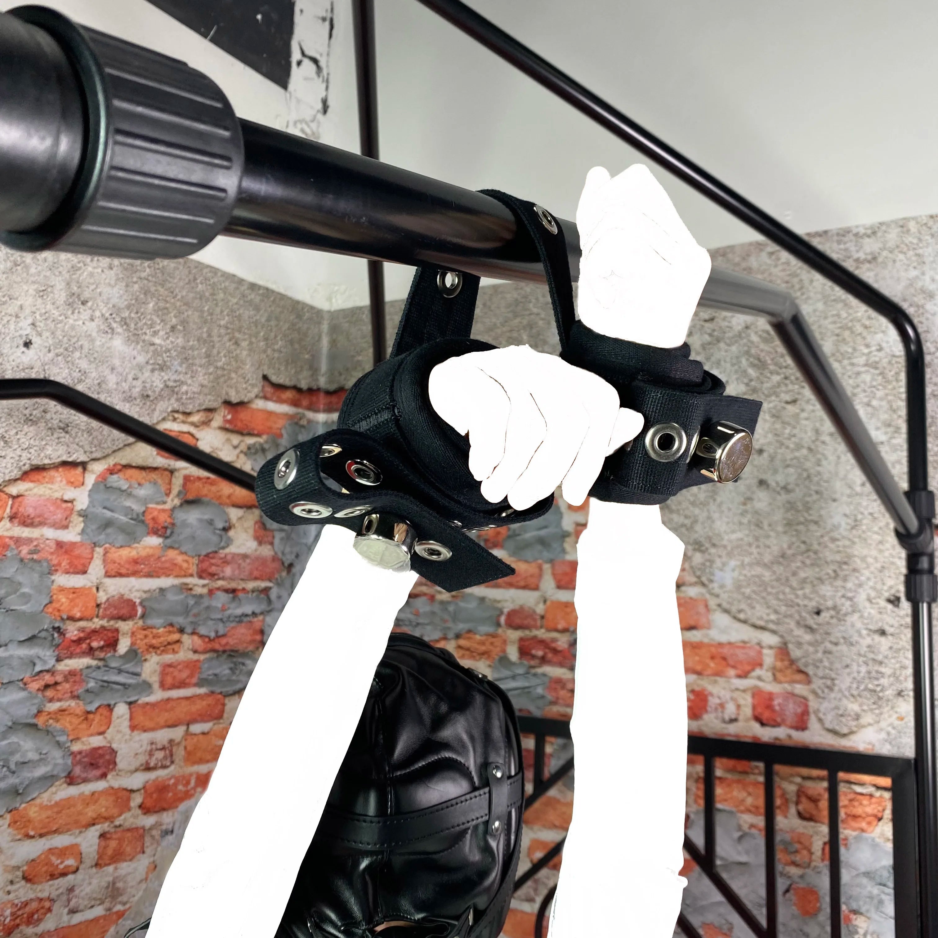 BDSM Foot Restraint Shackle Cotton Strap Standing Bondage Belt with Magnetic Controlled Lock BS11