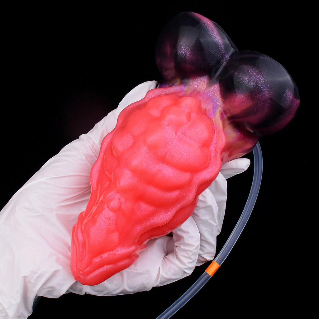 NNSX Squirting Silicone Dog Dildo Inflatable Dick Fantasy Fishbone Pattern Butt Plug Anal Sex Toys For Women Sexy Adult Supplies