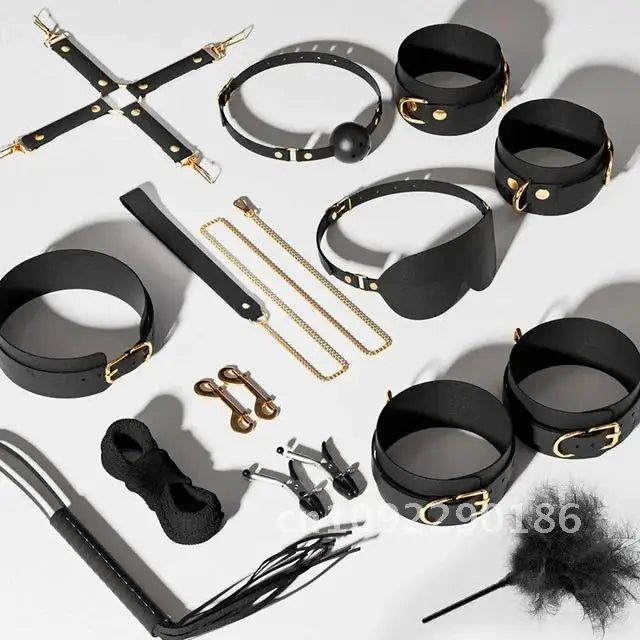 JIUUY Adult SM Sex Products Kits Bondage Gear Collar Butt Game BDSM Whip Sex Bundle Blindfold Erotic Couples for Sex Oral