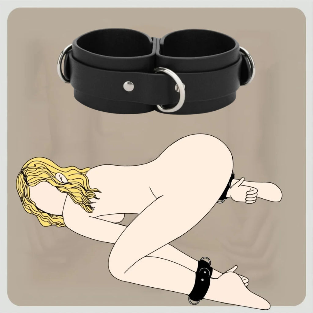 BDSM Bondage Handcuffs Sex Restraints Wrist Cuffs Sex Toys PU Leather Adjustable Adult Fetish SM Games for Couples Women Men