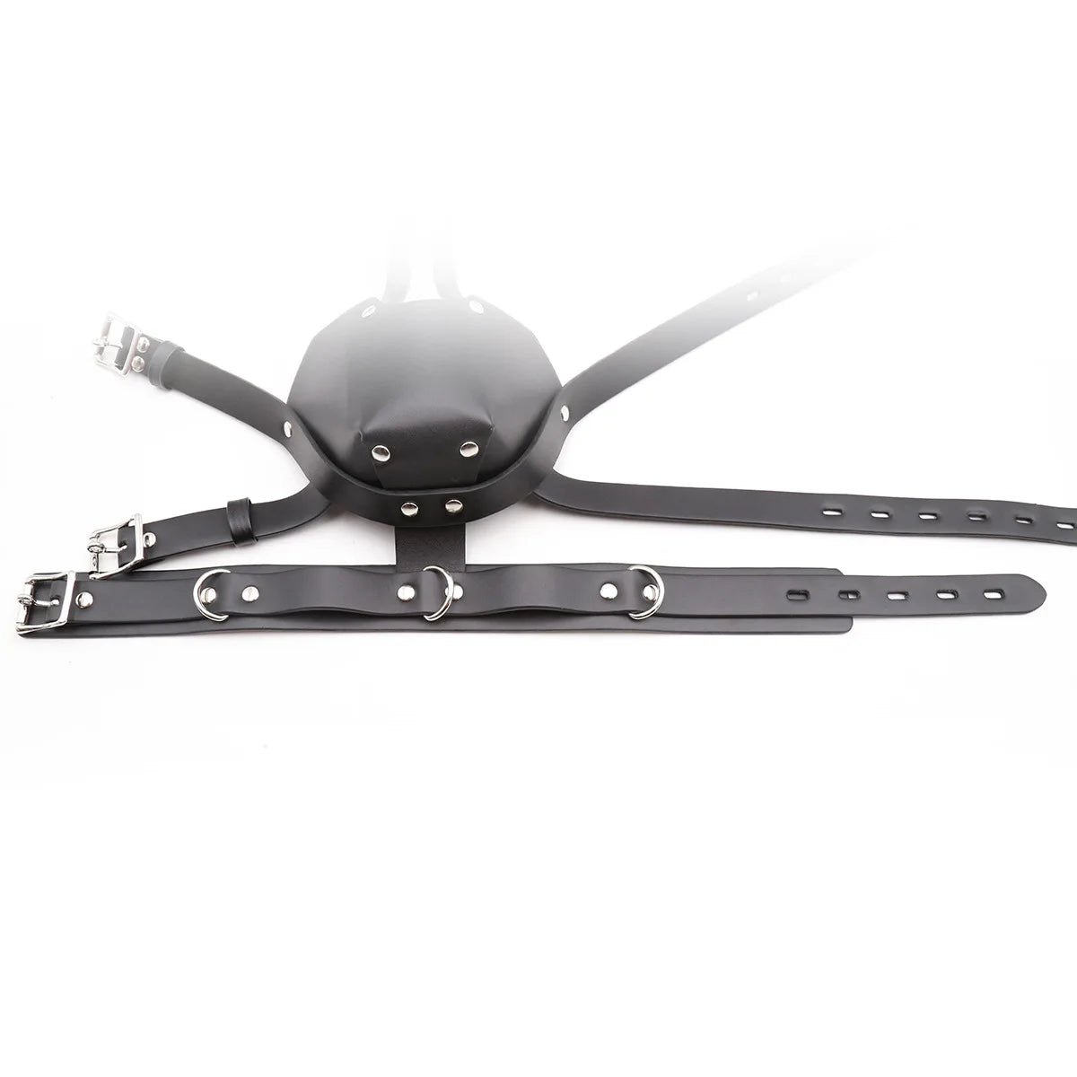 BDSM Leather Head Harness Oral Mouth Ball Restraint Hood Mouth Strap Bondage Gag Half Face Mask for Couple SM Slave Roleplay