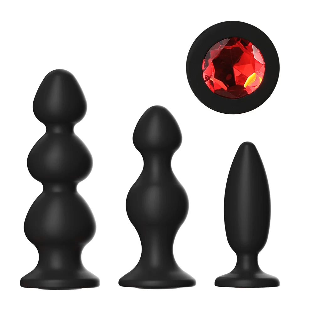 Silicone Anal Plug For Women Anal Vaginal Expander Bottom with colored diamonds Sex Toy Adults Games Couple Tool Erotic Products