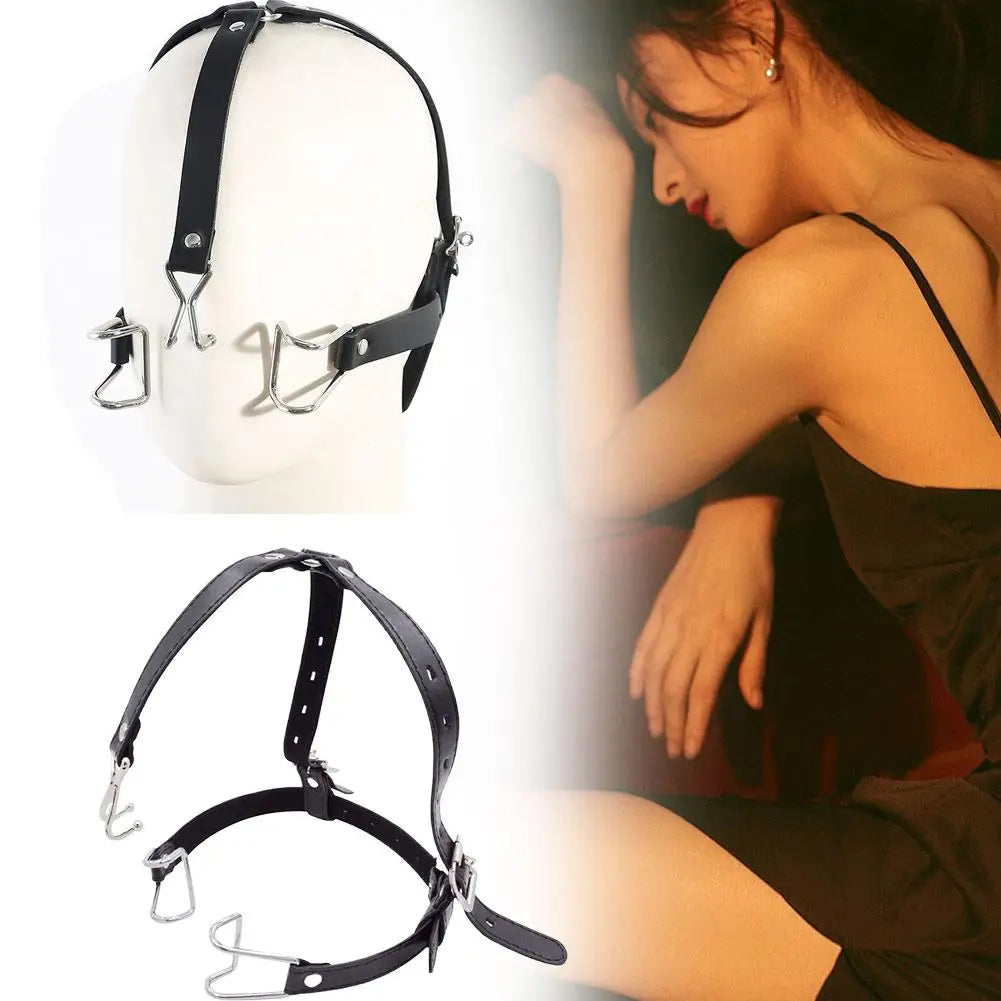 SM Mouth Gag BDSM Mouth Plug Spreader Sex Toy Set Women Slave Oral Sex Trainer Adult Metal Ring Gag Flirting Open Mouth Harness