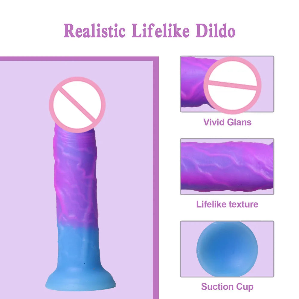 Factory price 5.9 inch realistic silicone dildo with powerful suction cups, hands-free, suitable for novices, women, couples