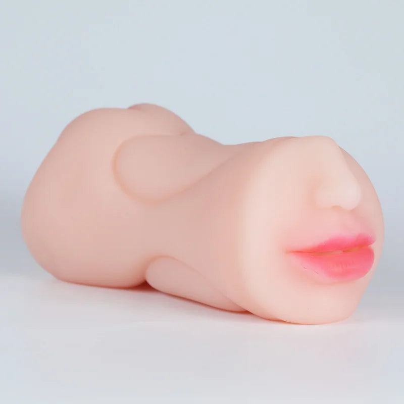 3-in-1 Male Masturbator - Deep Throat + Artificial Real Pussy + Realistic Rubber Vagina, Oral Blowjob Toy