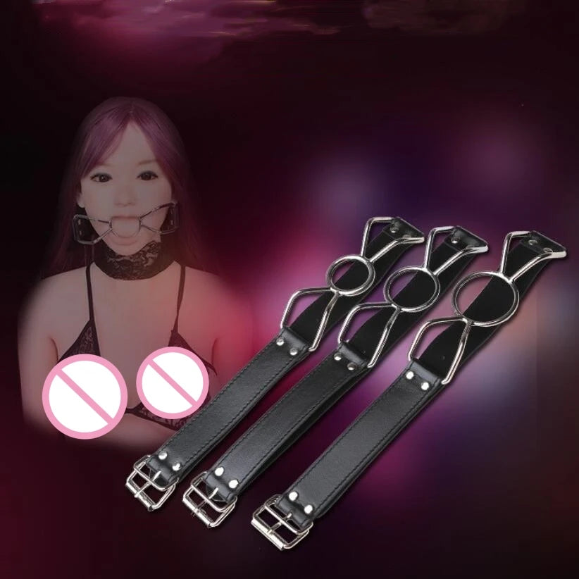 VaHppy SM Bondage Oral Shackles Gag Stainless Steels Butterfly +PU Couple Games Sex Toys Forced Open Mouth BDSM Adult Flirting
