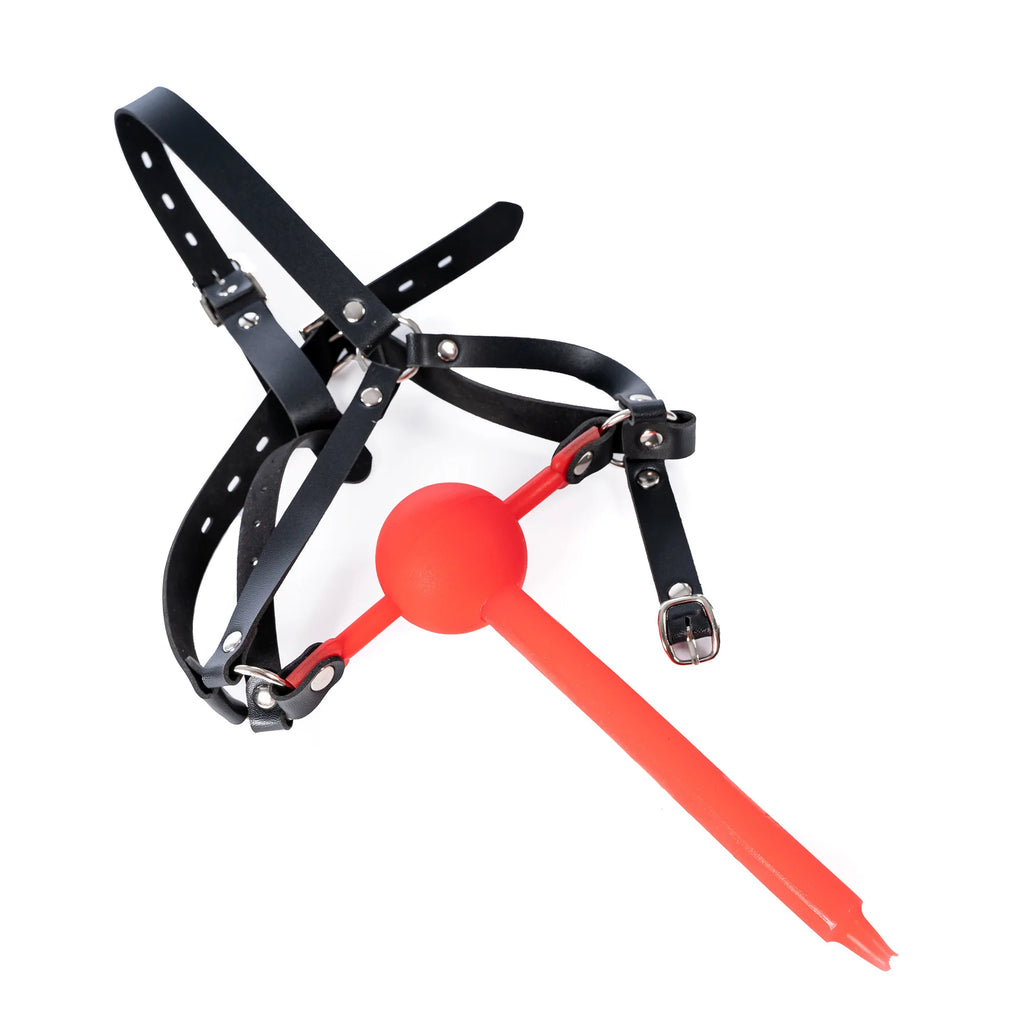 Leather Wetlook BDSM Mask Hood Gimp Open Mouth,Silicone Ball Gag with Hole,Bondage Gear Head Harness,Erotic Sex Toys For Couples