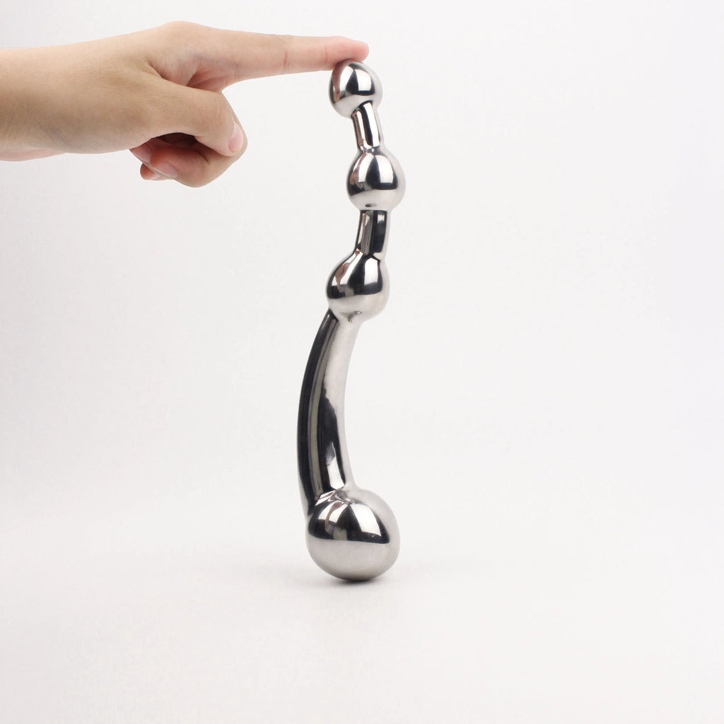 22cm Heavy Stainless Steel Double Heads Dildo Butt Plug G Spot Masturbators Wand Anal Beads Vaginal Stimulation Couple Sex Toys