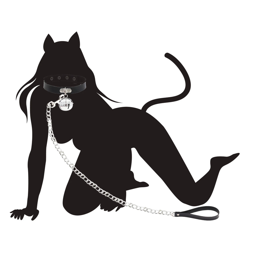 Adjustable BDSM Leather Collar with Chain for Couples, Fetish Play & Role-Playing Sex Toy, Sexy Bondage SM Toy