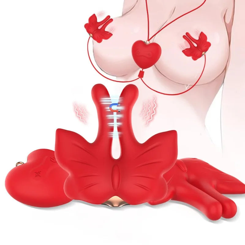 Nipple Clamp Vibrator Breast Stimulatior Magnetic Nipple Clip Sex Toys Necklace for Clitoris Anal Erotic Toys Adults for Couples
