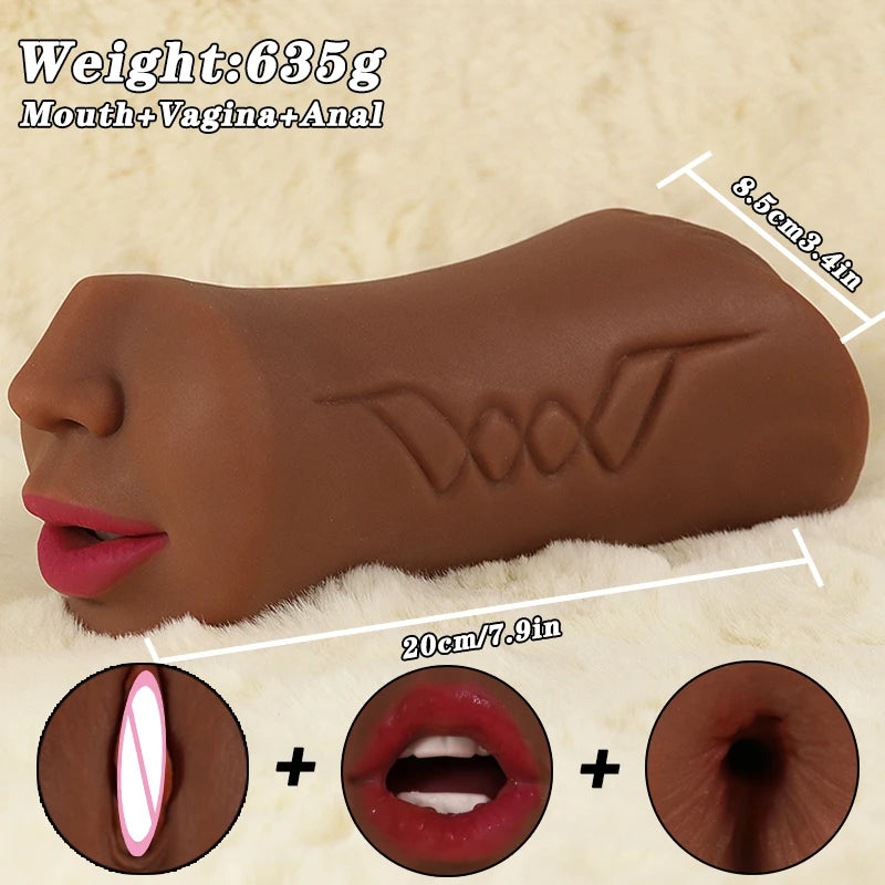 3 in 1 Masturbator for Male Realistic Vagina Oral Sex Toys Pocket Pusssy Deep Throat Masturbation Man Blowjob Sex Tool for Men