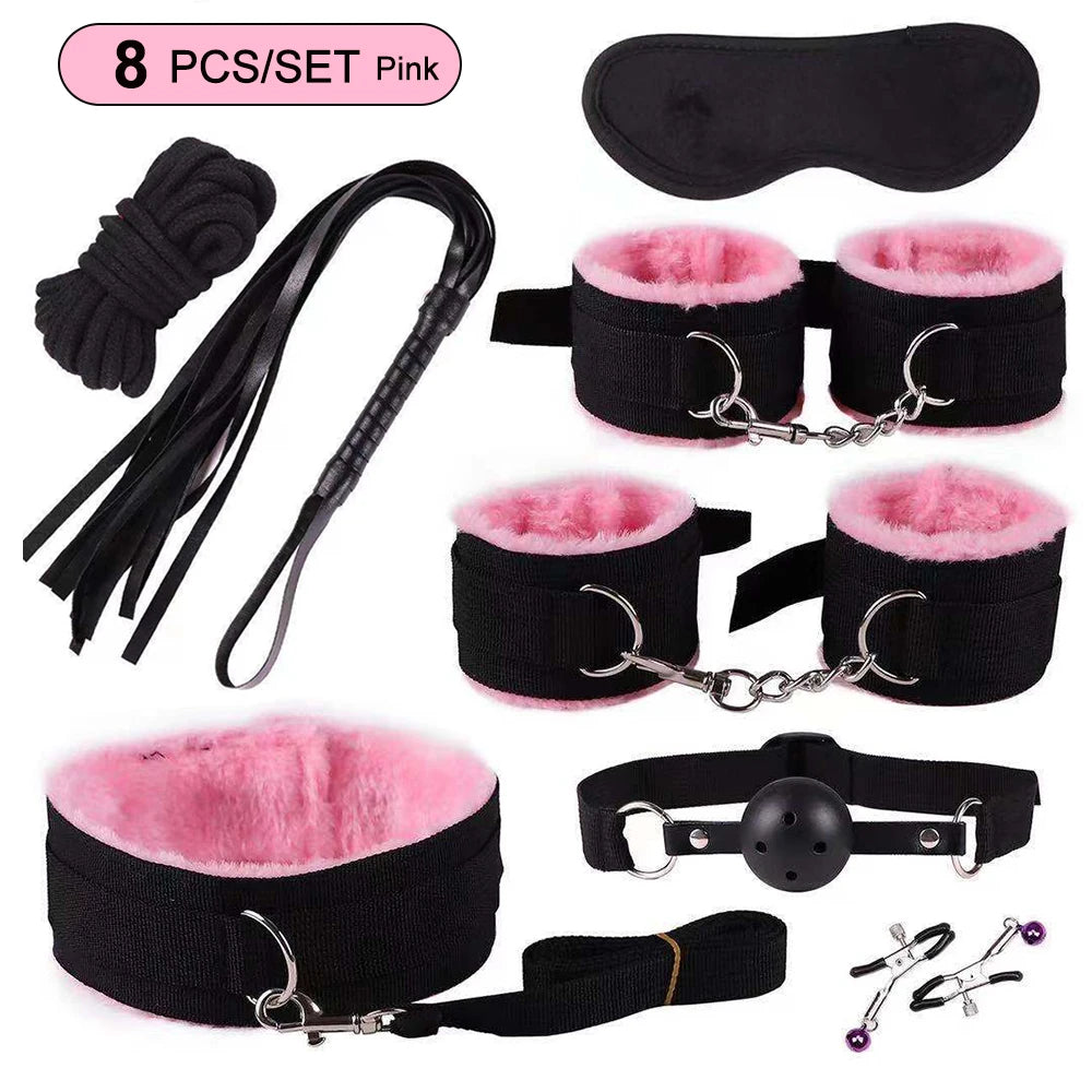 Sex Toys For Women BDSM Sets Nylon Adult Sex Toys Handcuff  Strapon Exotic Accessories Sex Games Whip Nipple Clamp Vibrator