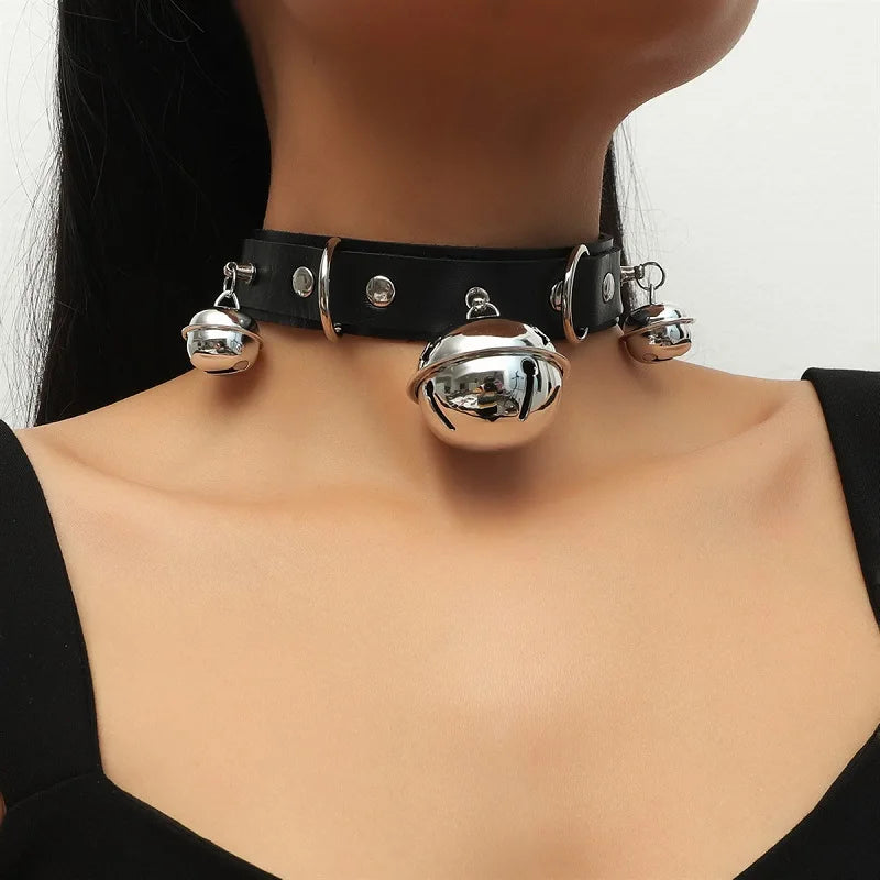 Sexy Necklace Collar Leather Bdsm Cosplay Slave Heart Collars And Leash Set For Women Bondage Gothic Choker Bell Accessories