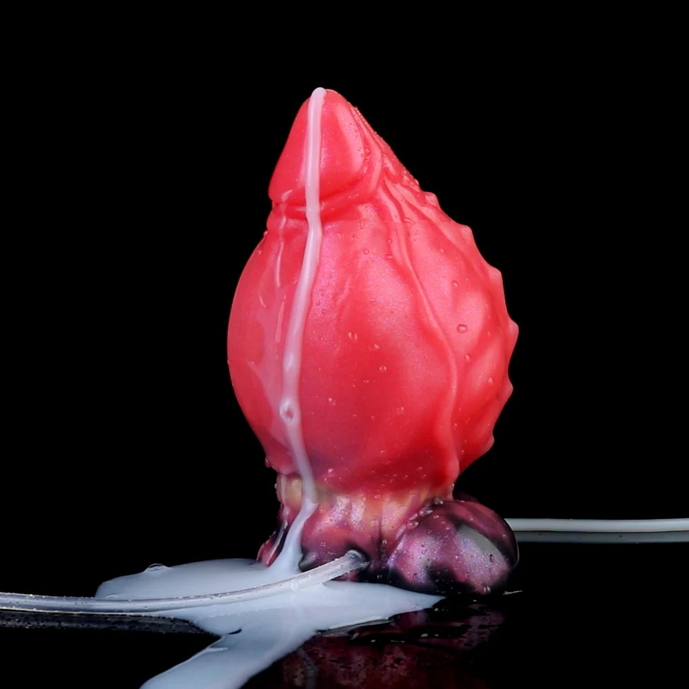 NNSX Squirting Silicone Dog Dildo Inflatable Dick Fantasy Fishbone Pattern Butt Plug Anal Sex Toys For Women Sexy Adult Supplies