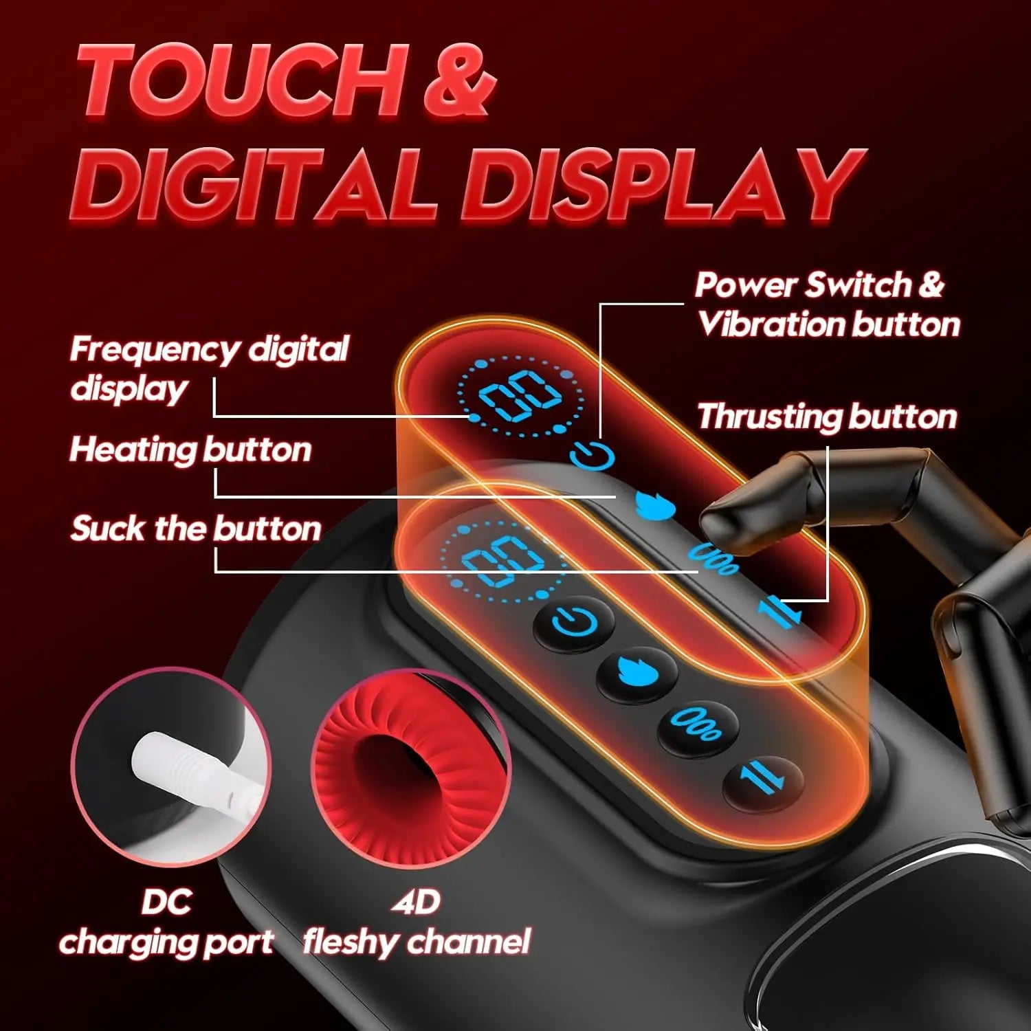 Male Sex Toys Penis Pump with 9 Sucking & Vibrating & Thrusting 3D Textured Sleeve Heating Blowjob Mens Sex Toy Adult Toys LCD