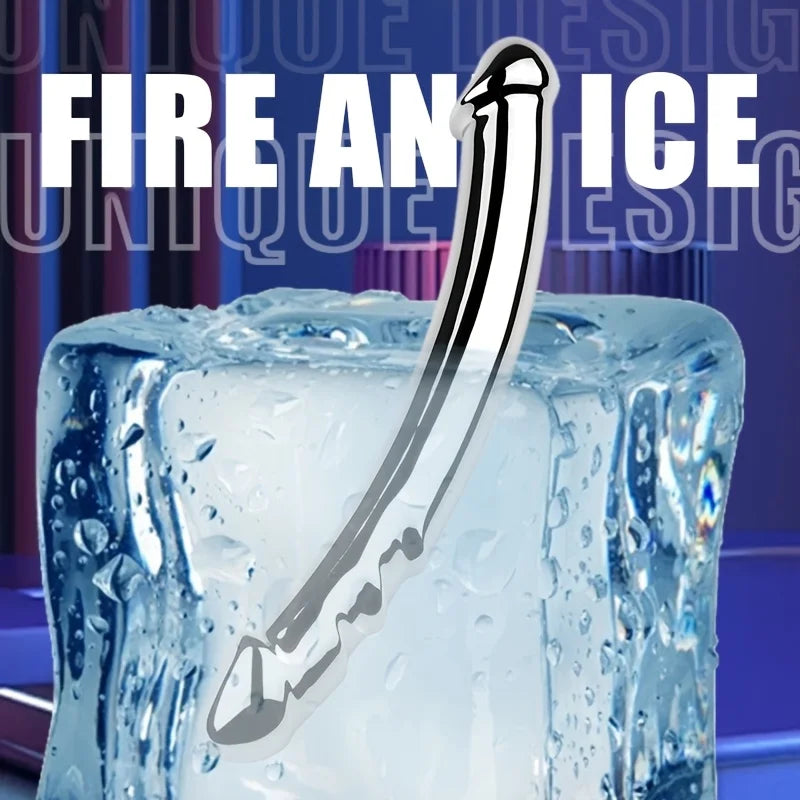 1 Pcs Stainless Steel Double-Ended Dildo G-spot Massage Anal Plug Stimulate Wand Fetish Dildo Solid Metal Curved Dual Ended