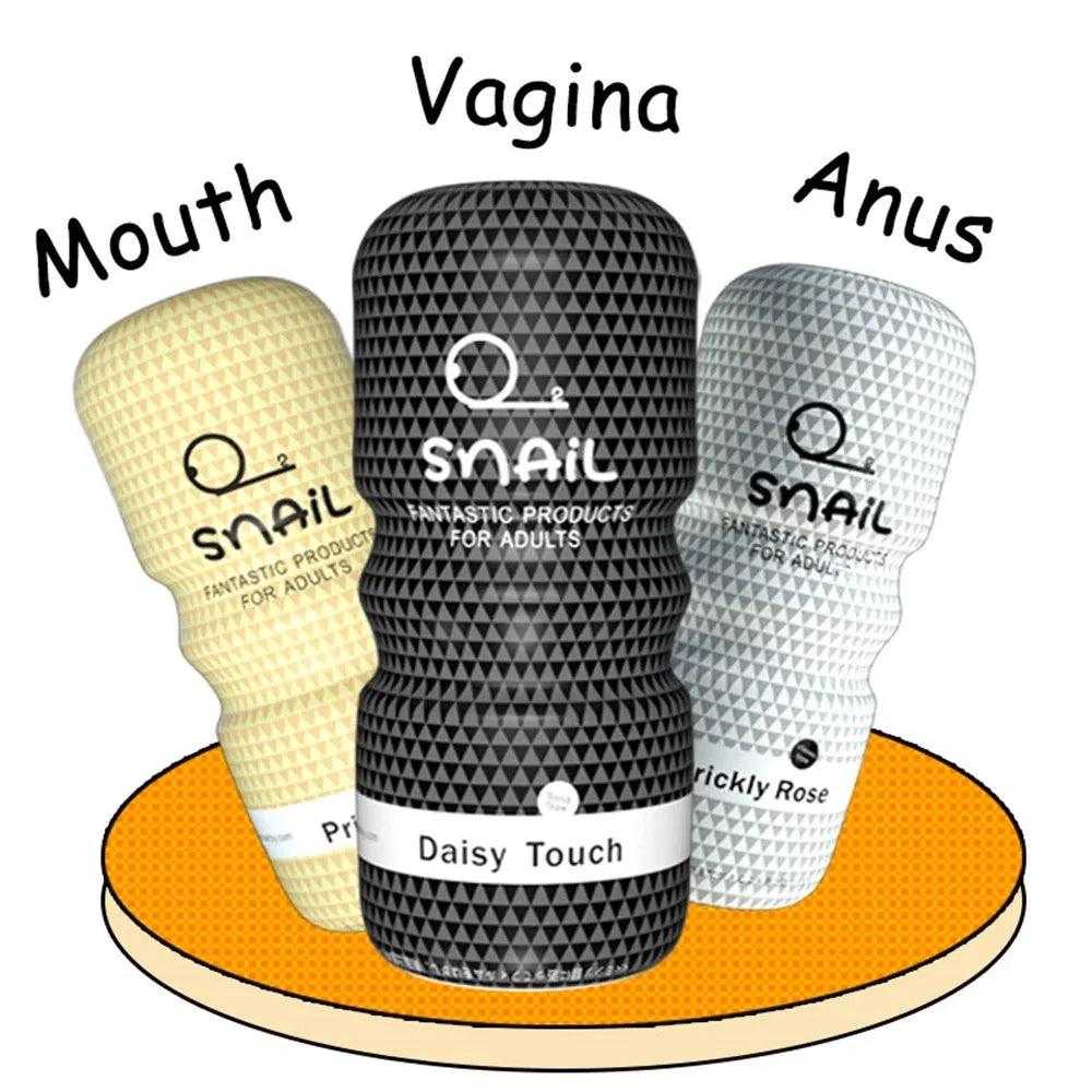 Soft Rubber Snail Climax Airplane Cup Mouth Sucking Anal Vagina Male Masturbator Manual Penis Trainer Adult Sex Toys for Men 18+