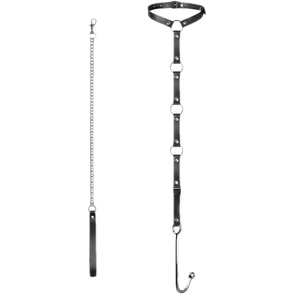 SM Metal Anal Hook Adult Sex Toy Forced Restraint Assistant Tight Bodysuit Anal Masturbation Couple Erotic Adult Products