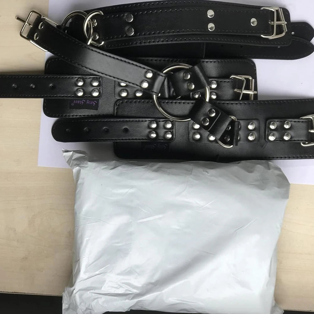 BDSM Bondage Restraint Couples Sex Toy Set Neck To Wrist Adjustable Handcuffs Collar Sex Restraints Women Adult Sex Toys SM Kit