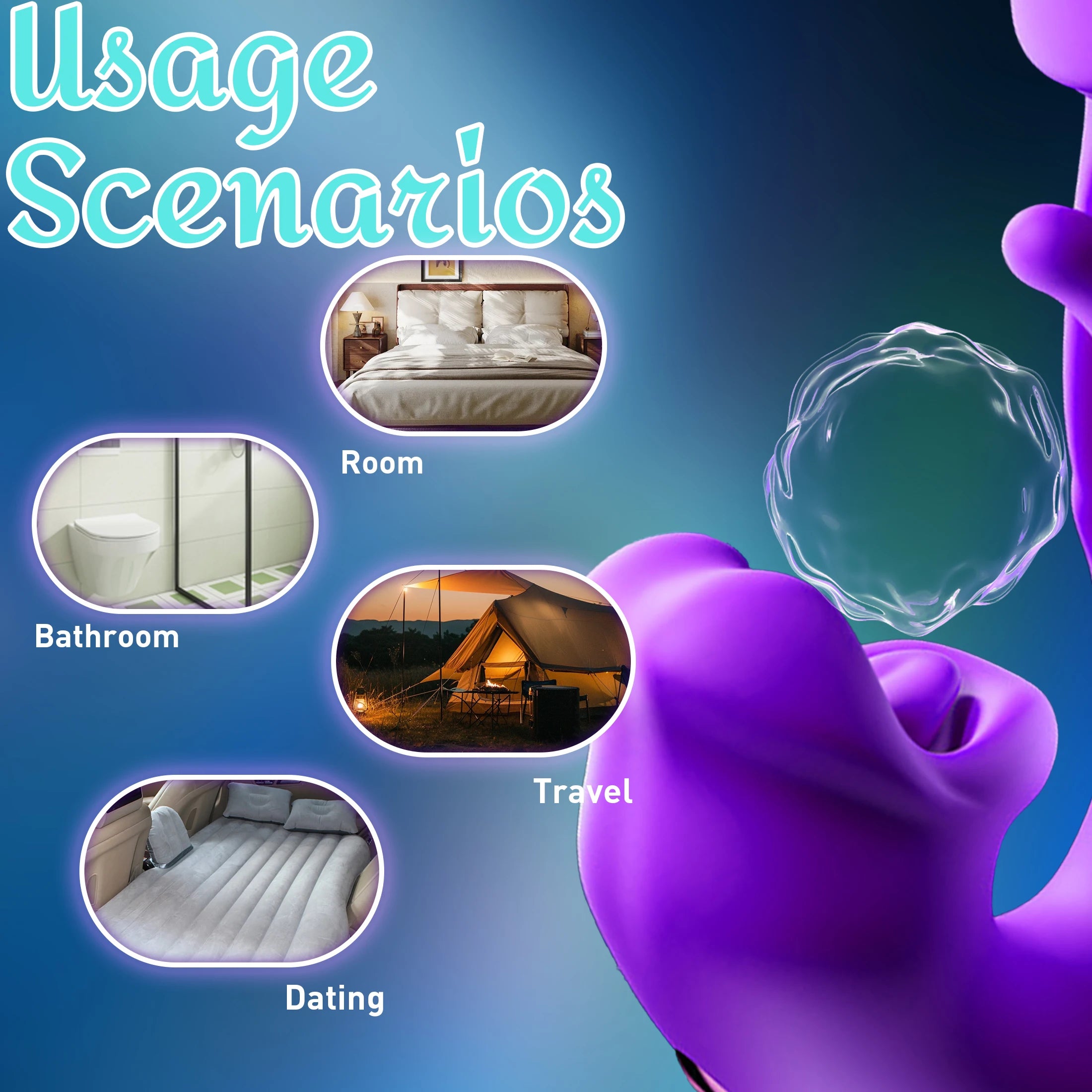 Adult Toy 4-in-1 Vibrating Massager Multiple Frequencies Stimulates G-Spot Sucks Clitoris Suitable for Couples' Oral Sex