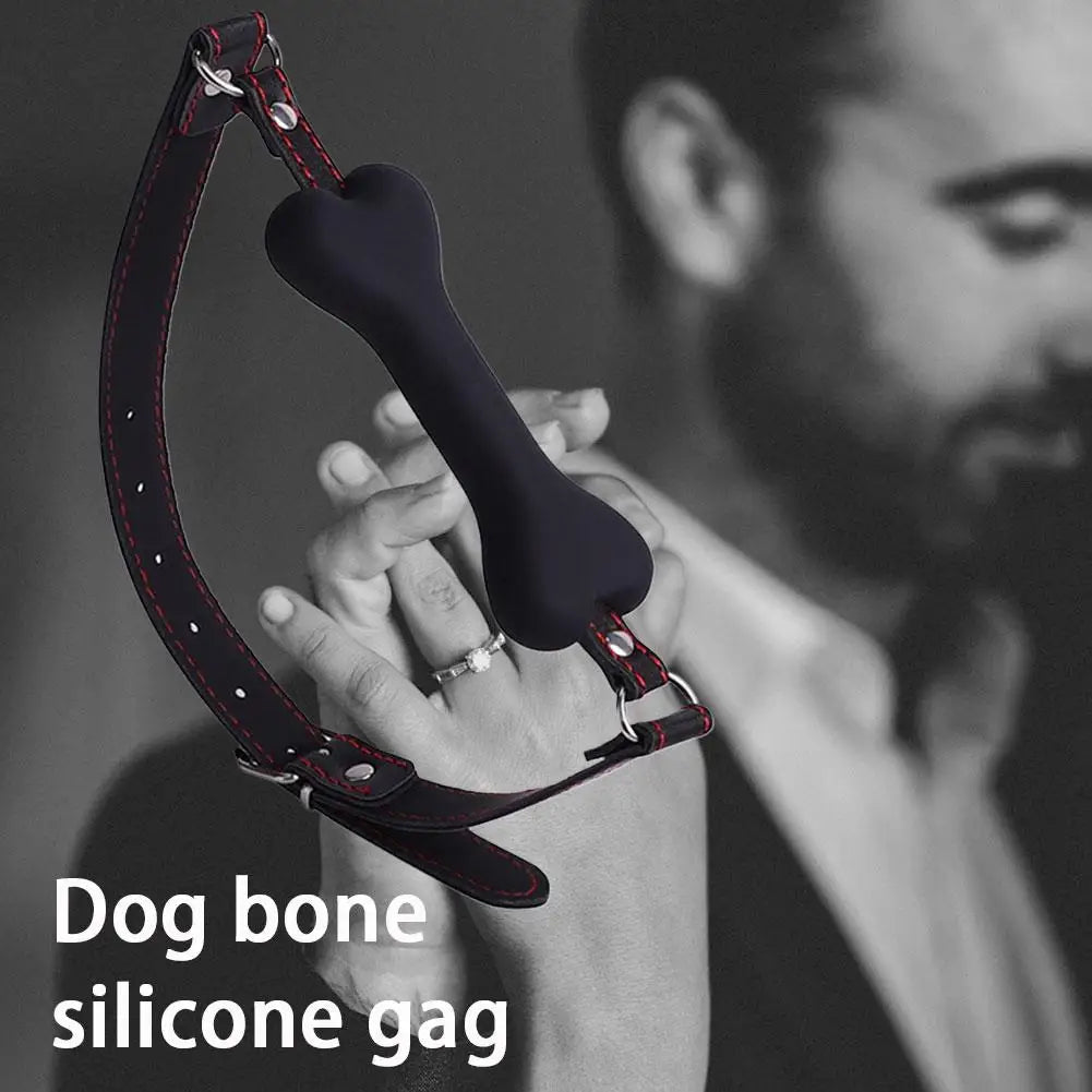 Silicone Dog Bone Bite Mouth Gag SM Restraints Bondage Harness Belt Adult SM Games Gag Ball Sex Toys For Couples Erotic Tool