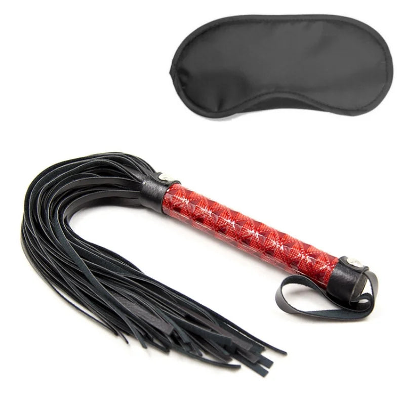 BDSM Kits Slave Whip With Diamond Pattern Handle Lash Flogger Spanking Adult Products Blindfold Sex Toys For Women Erotic Games