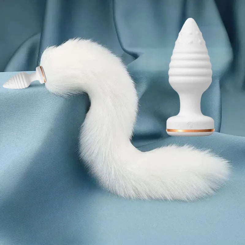 Fox Tail Anal Vibrator Butt Plug Replaceable Silicone Plugs Sex Adult Toys Flirting Tool For Couples SM Role Play Remote Control