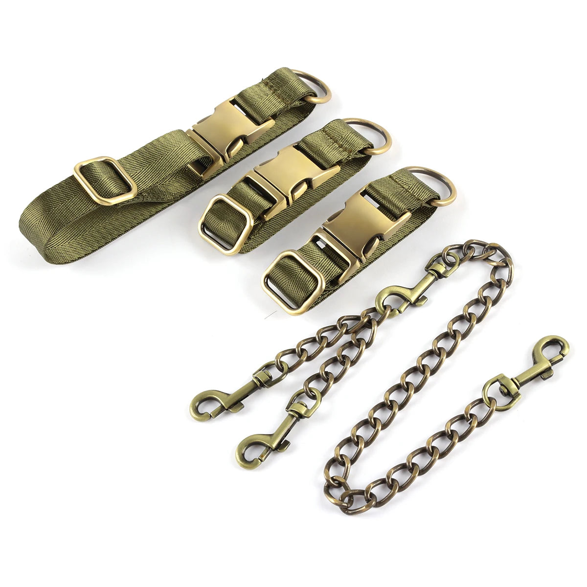 Hard Metal Collar to Wrist Restraints BDSM Harness Bondage Handcuffs Army Green SM Tools For Couples Sex Games Adult Supplies