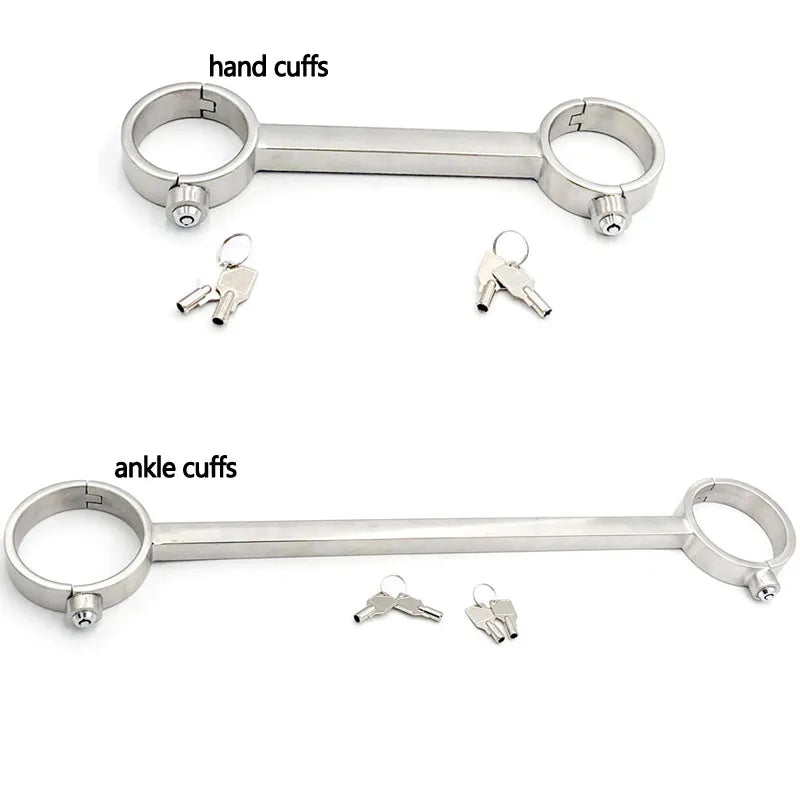 Stainless Steel Spreader Bar Lockable Hand Ankle BDSM Bondage Cuffs Adult Games Restraints Handcuffs Sex Toys For Couples Woman