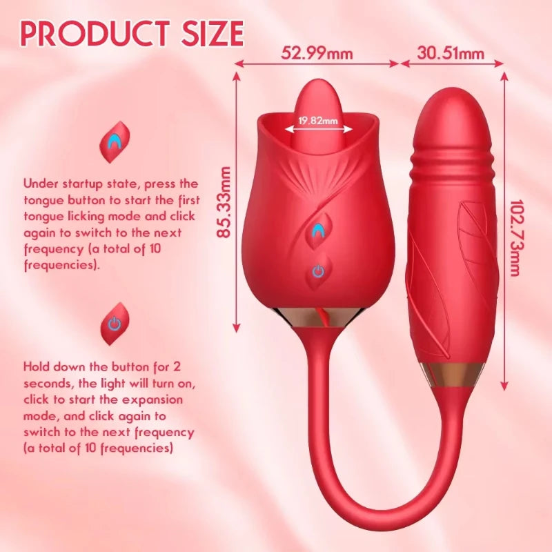Licking Vibrator for Women Clitoral Nipple Stimulator Massager Thrusting Dildo 2 in 1 Sex Toy for Women Adult Sex Products