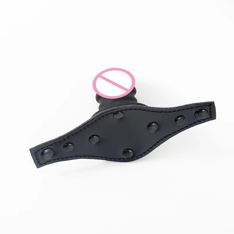 Silicone Dildo Gag Removable PU Leather Head Harness Bdsm Gag Sex Open Mouth Gag Penis Gag Sex Toys For Women Men Adult Game