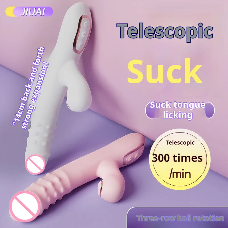 Female sex toy vibrator inserted into anal dildo licking female sex toy automatic rotating masturbation stick adult product