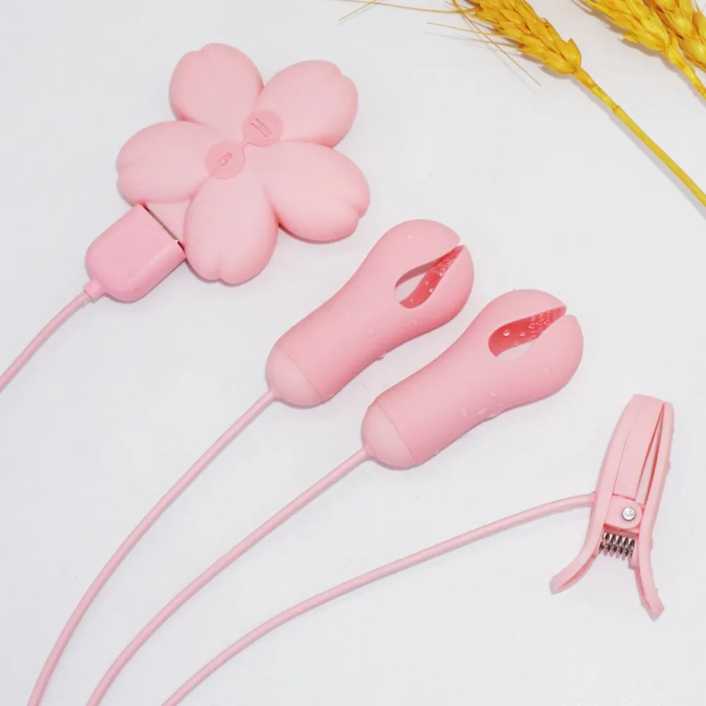 Nipple Clamp Vibrator for Women Labia Powerful Vibration with Clips Breast G Spot Clitoris Stimulator Vibrating Massager Sex Toy
