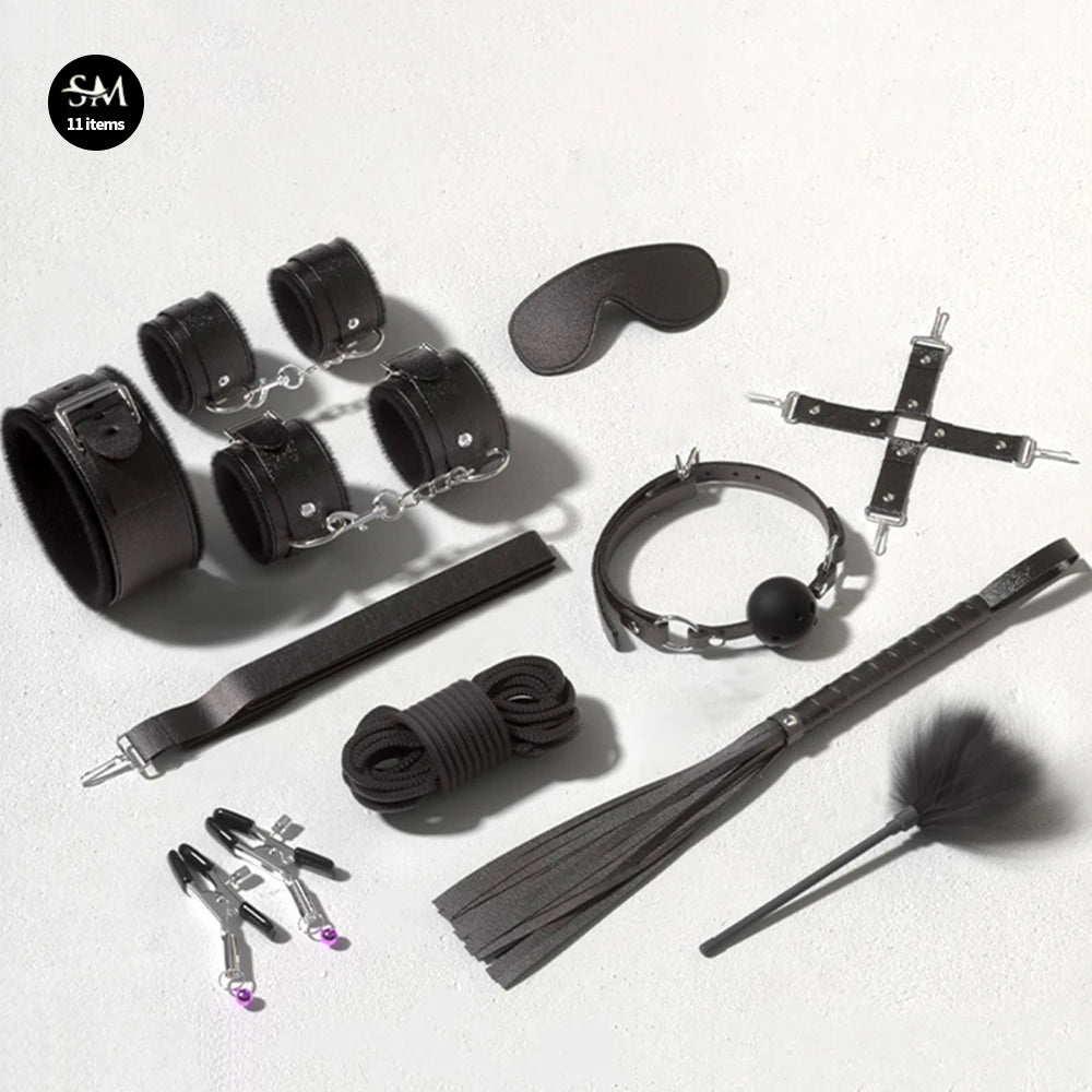 Bdsm Bondage Set Restraint Adult Game Handcuff Neck Collar Wrist Mouth Gag Strap Fetish SM Sex Toys for Woman Couples Product