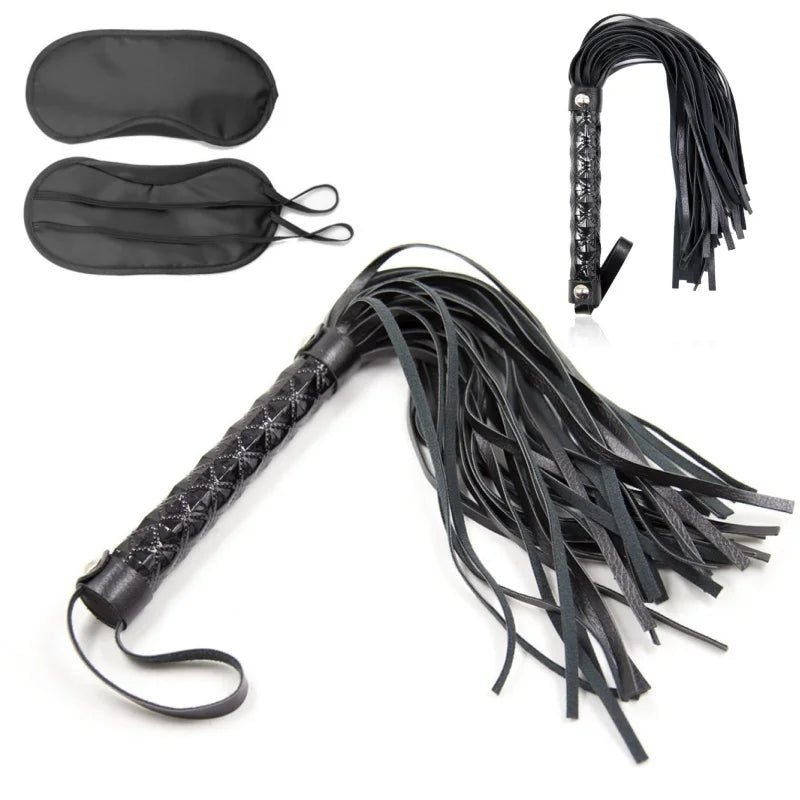 BDSM Kits Slave Whip With Diamond Pattern Handle Lash Flogger Spanking Adult Products Blindfold Sex Toys For Women Erotic Games