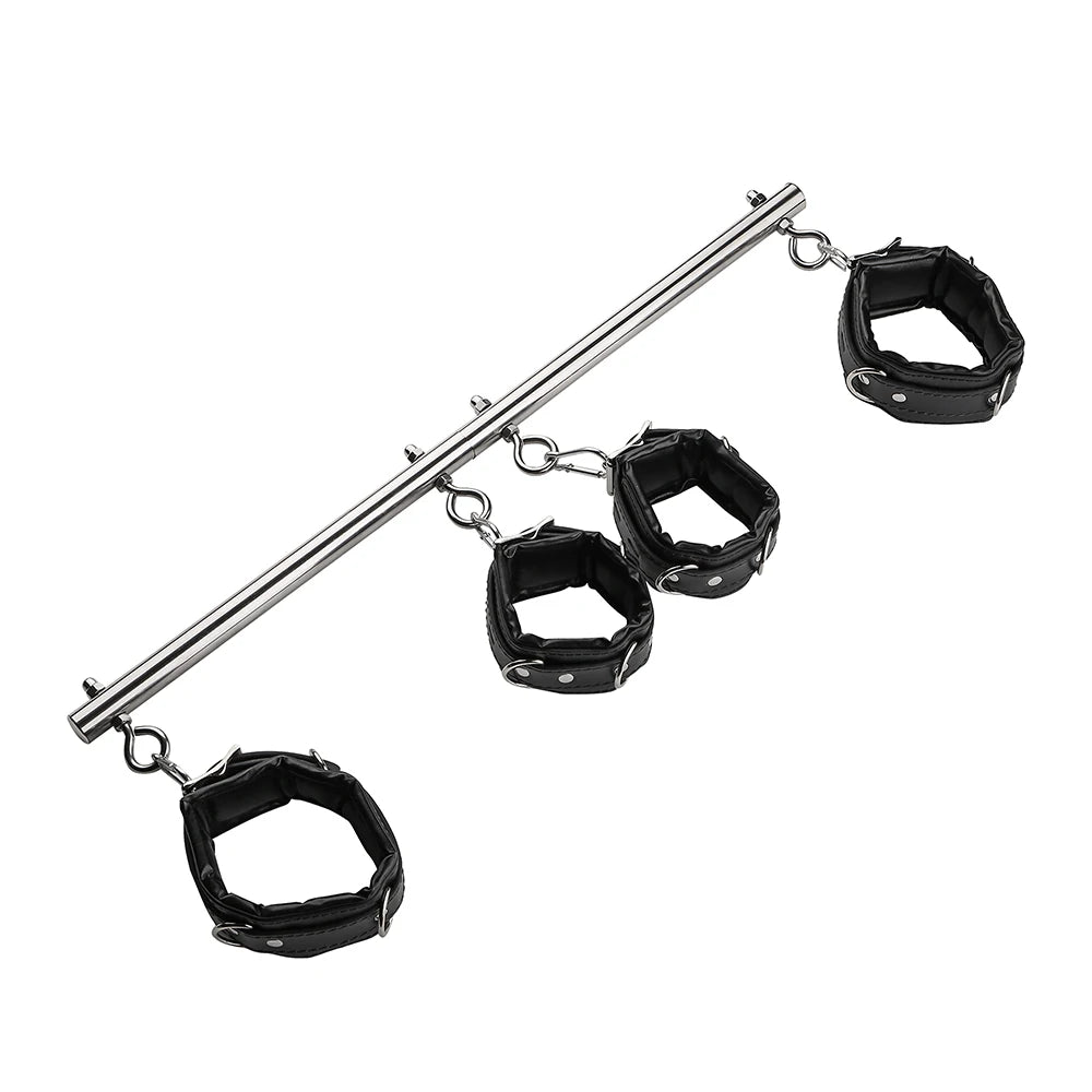 BDSM Bondage Kit Stainless Steel Extendable Spreader Bar Slave Handcuffs Ankle Cuffs Fetish Restraints Set Sex Toys for Couples