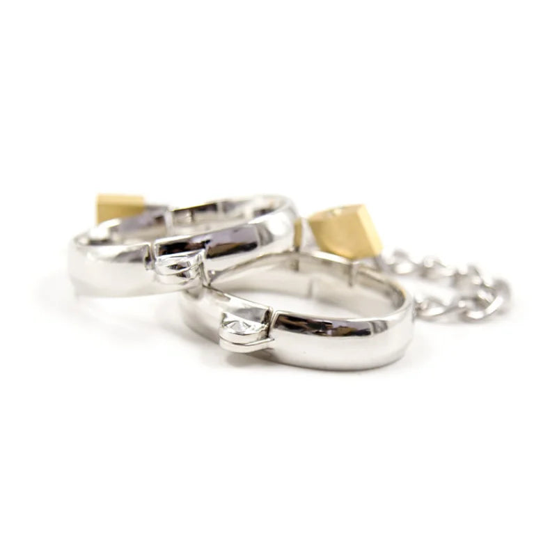 Metal Steel Handcuffs Wrist Ankle Cuffs with Chain and Lock Spreader Bar BDSM Restraints Adult Game Sex Toys for Women Men