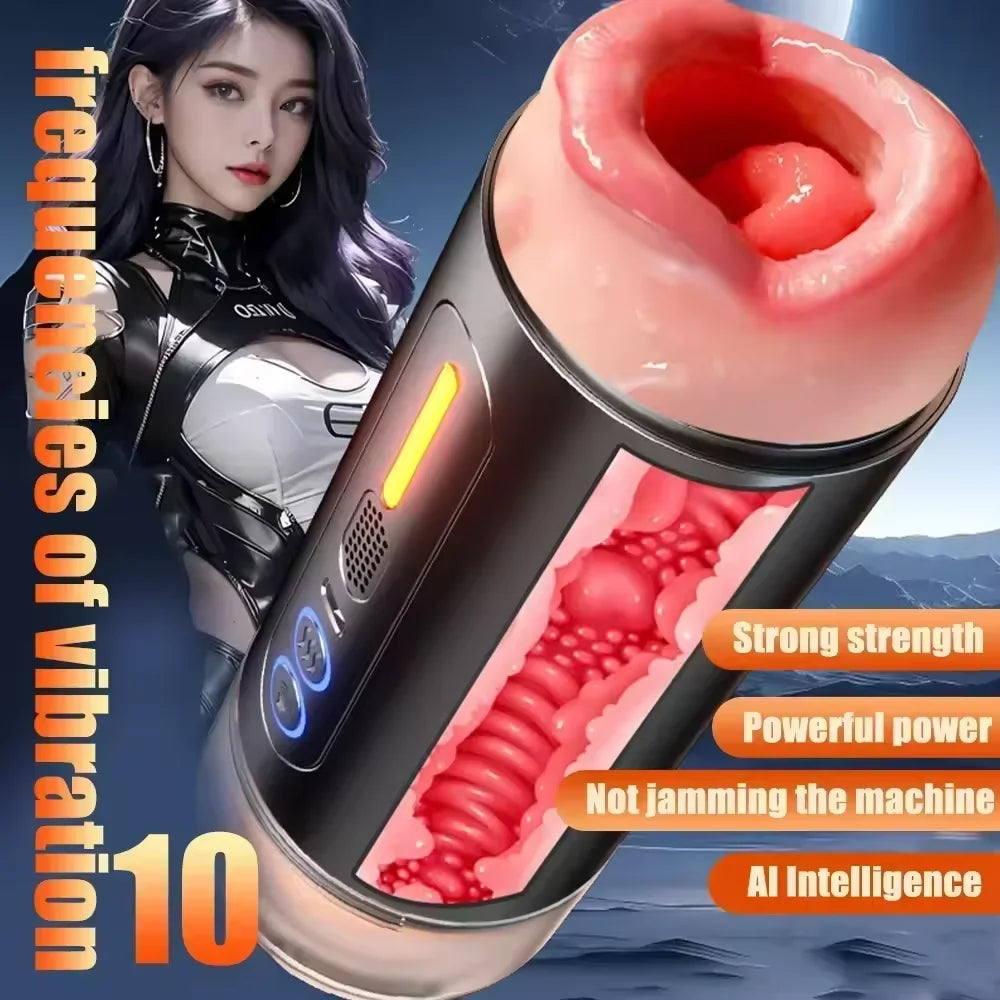 Male Masturbator Toys Automatic Sucking Masturbation Cup for Men, Deep Throat Oral Vagina Suction Blowjob Vibrating Sex Machine
