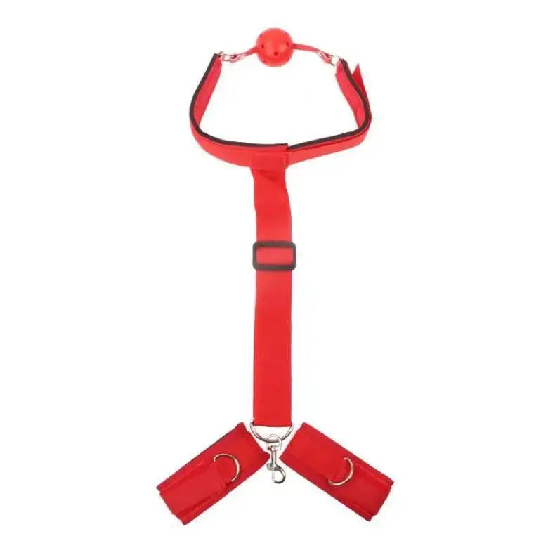 BDSM Sexy Bondage With Handcuffs Ankle Cuffs Adjustable Straps Breast Clip Oral Plug Adult Game Erotic Sex Toy for Women Couples