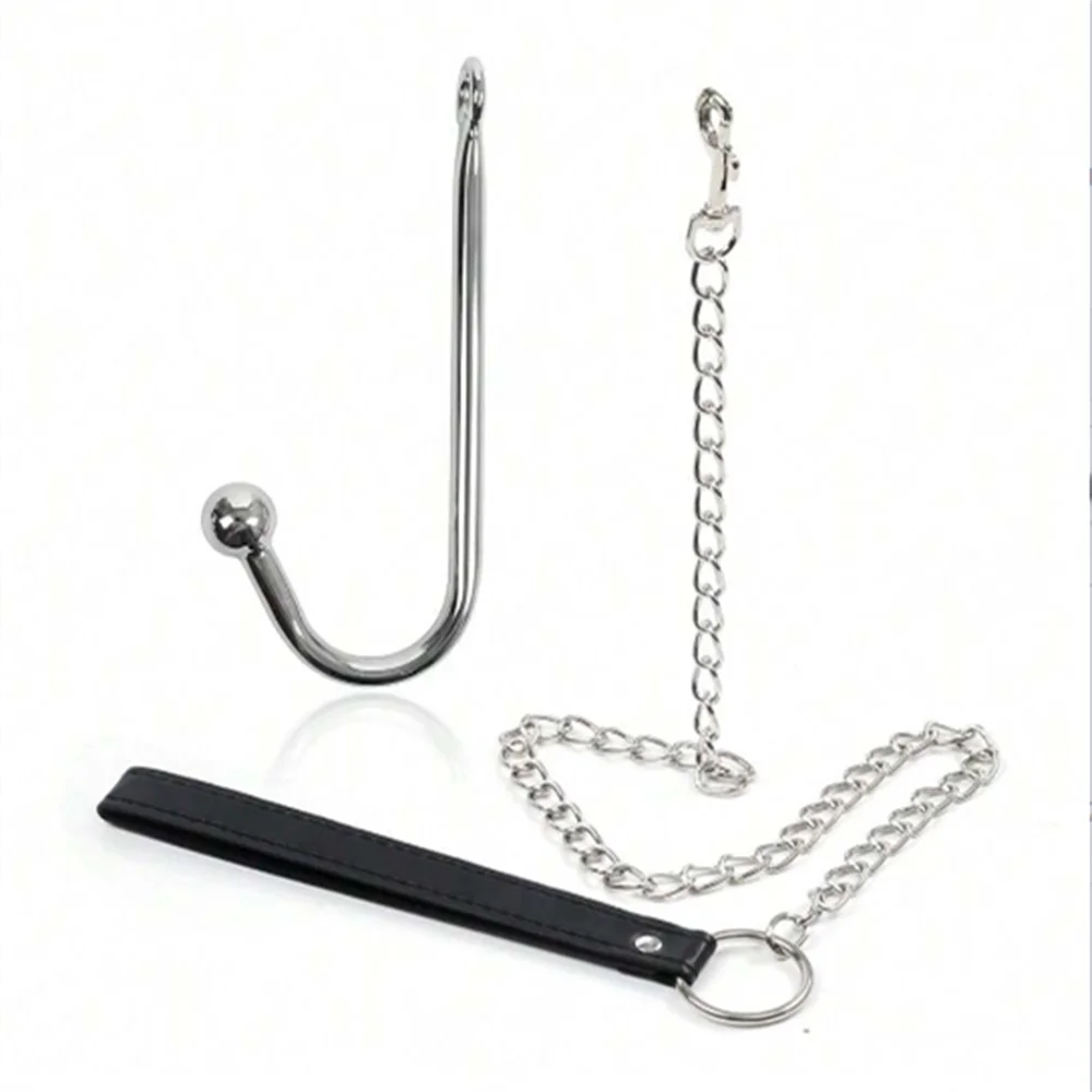 2PCS Stainless Steel Anal Hook Long Chain Leash Sexy Sex Tools Butt Anal Plug SM Games Exotic Accessories Training Domination To