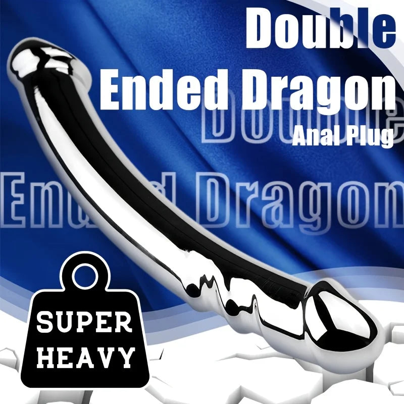 1 Pcs Stainless Steel Double-Ended Dildo G-spot Massage Anal Plug Stimulate Wand Fetish Dildo Solid Metal Curved Dual Ended