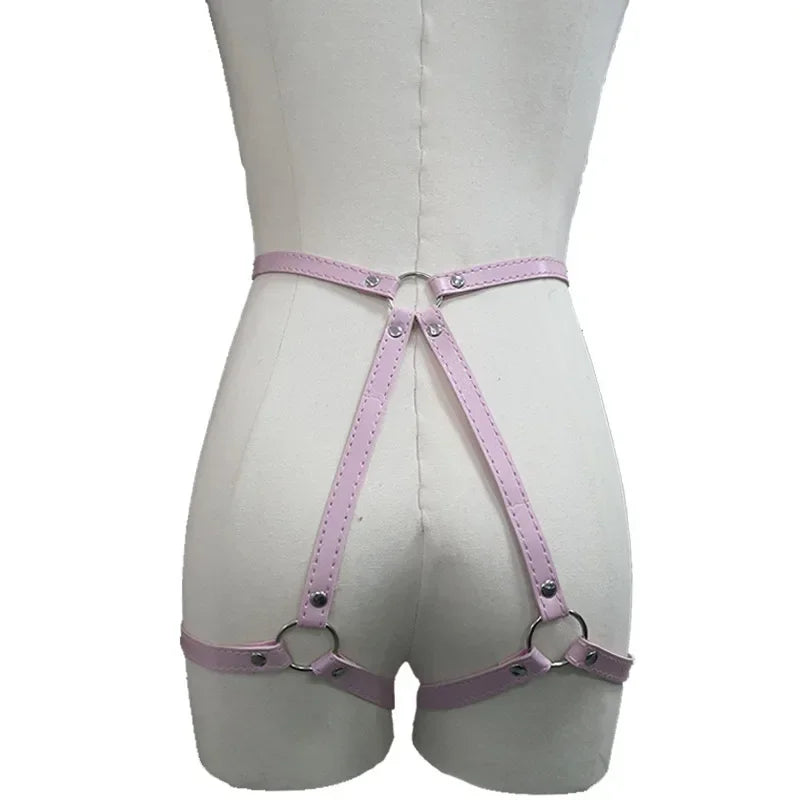 Adult Sexy Underwear BDSM Leather Bondage Lingerie Buttocks Erotic Leg Harness Suspenders Handcuffs Garter Strap For Women Men