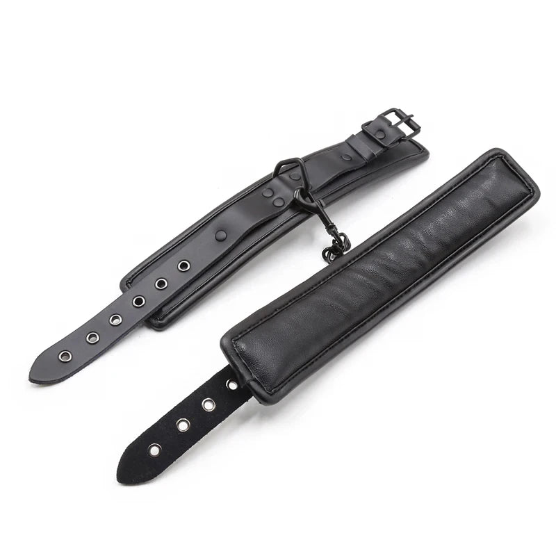 BDSM Bondage Restraint Set Couples Sex Toy 3PCS Neck to Wrist Restraint Kit with Adjustable Handcuff Collar Traction Chain