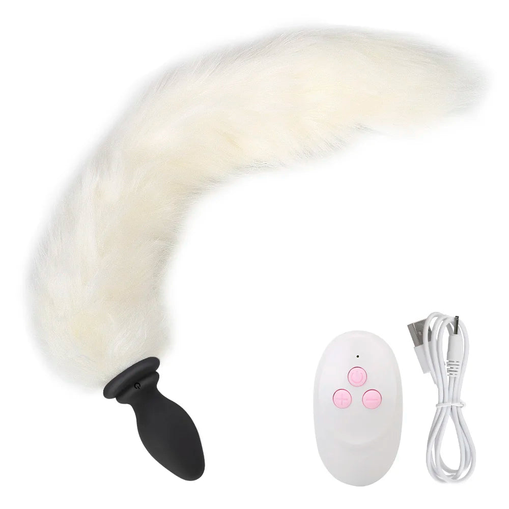 Adult Game Cosplay Sex Toys For Couples Anus Dilator Fox Tail Anal Plug Vibrator Smooth Touch Remote Control 10 Mode