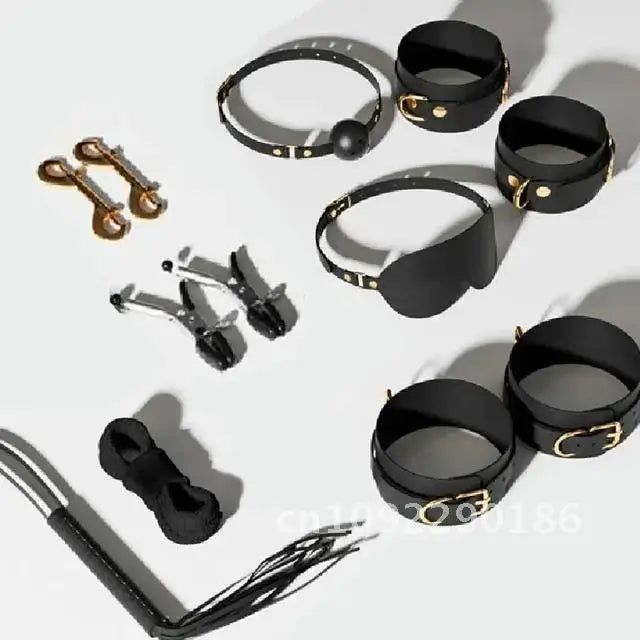 JIUUY Adult SM Sex Products Kits Bondage Gear Collar Butt Game BDSM Whip Sex Bundle Blindfold Erotic Couples for Sex Oral